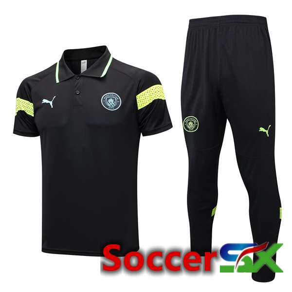 Manchester City Soccer Polo + Pants Black 2023/2024