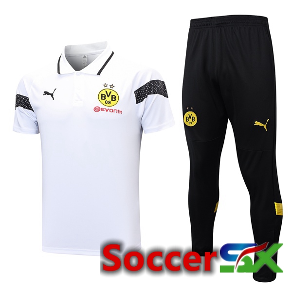 Dortmund BVB Soccer Polo + Pants White 2023/2024