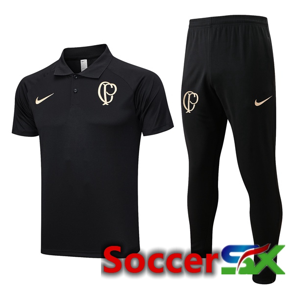 Corinthians Soccer Polo + Pants Black 2023/2024