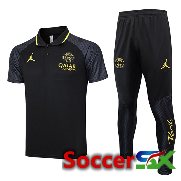 Paris PSG Soccer Polo + Pants Black 2023/2024