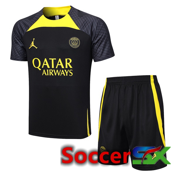 Paris PSG Training T Shirt + Shorts Black 2023/2024