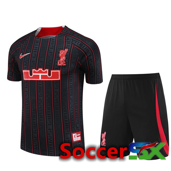 FC Liverpool Training T Shirt + Shorts Black 2023/2024