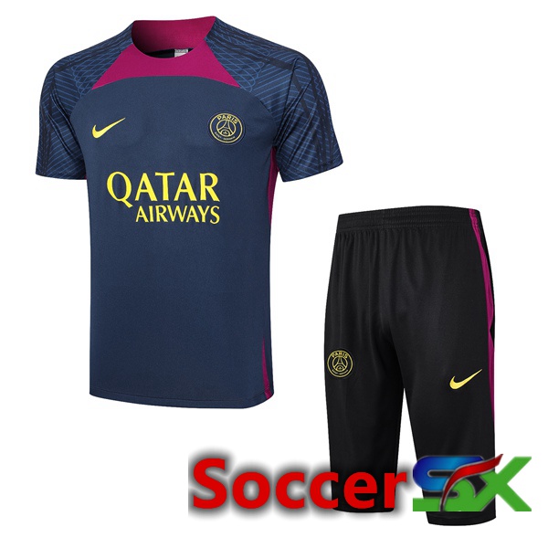 Paris PSG Training T Shirt + Shorts Royal Blue 2023/2024