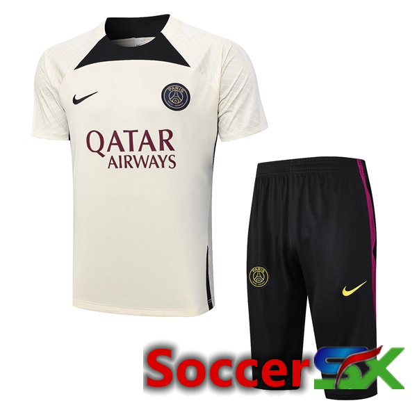 Paris PSG Training T Shirt + Shorts Brown 2023/2024