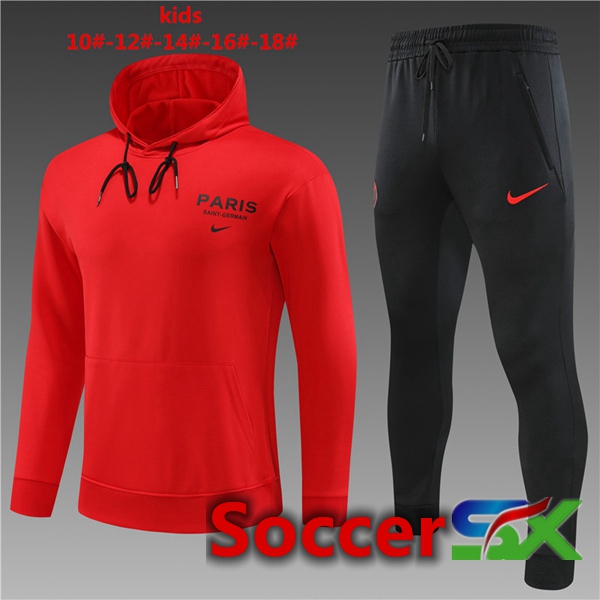 Paris PSG Kids Training Tracksuit Hoodie Red 2023/2024