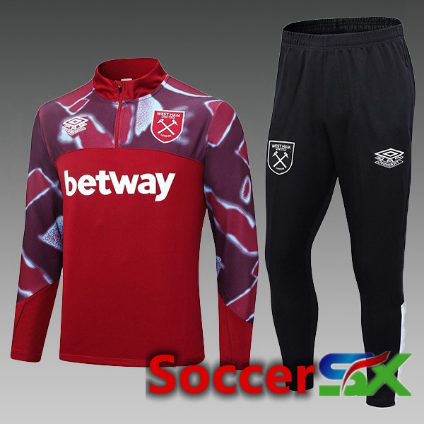 West Ham Kids Training Tracksuit Suit Red 2023/2024