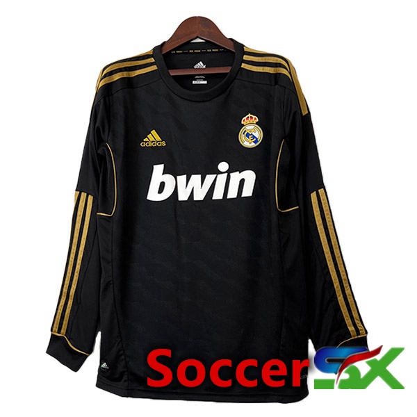 Real Madrid Retro Soccer Jersey Away Long Sleeve Black 2011-2012