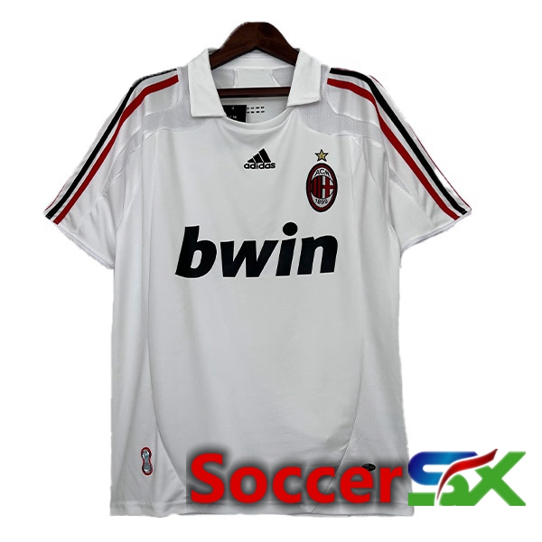 AC Milan Retro Soccer Jersey Away White 2007-2008