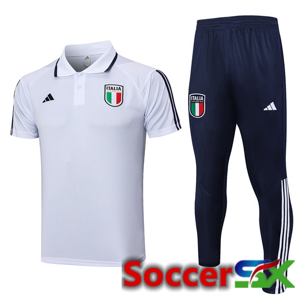 Italy Soccer Polo + Pants White 2023/2024