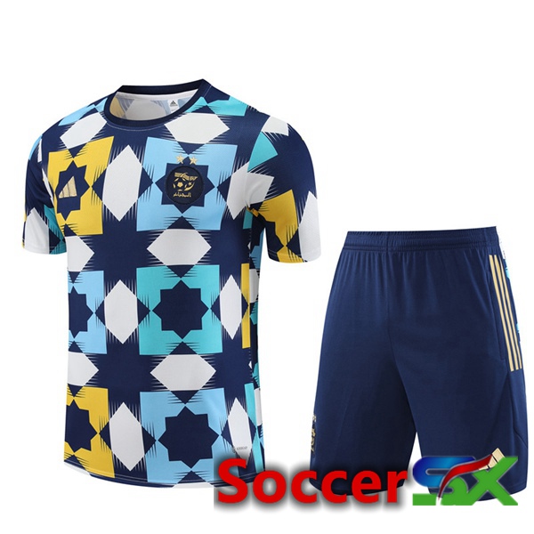 Algeria Training T Shirt + Shorts White Blue 2023/2024