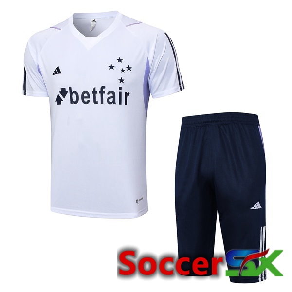 Cruzeiro EC Training T Shirt + Shorts White 2023/2024