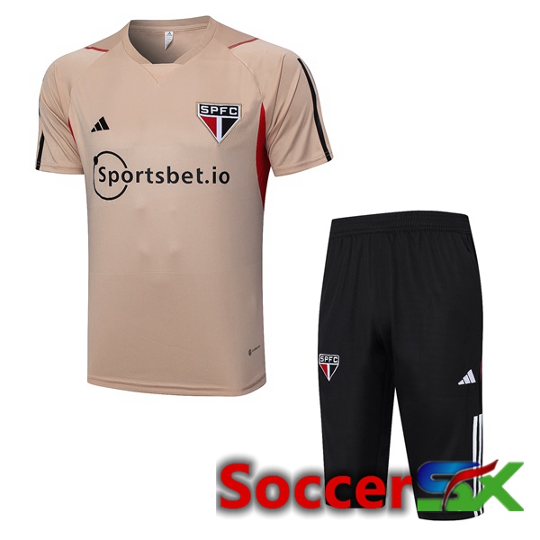 Sao Paulo FC Training T Shirt + Shorts Brown 2023/2024