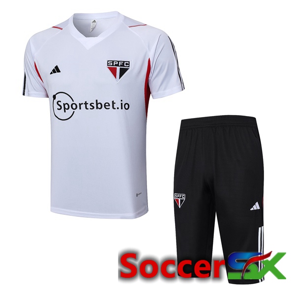 Sao Paulo FC Training T Shirt + Shorts White 2023/2024