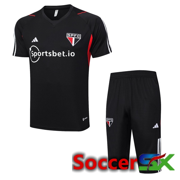 Sao Paulo FC Training T Shirt + Shorts Black 2023/2024