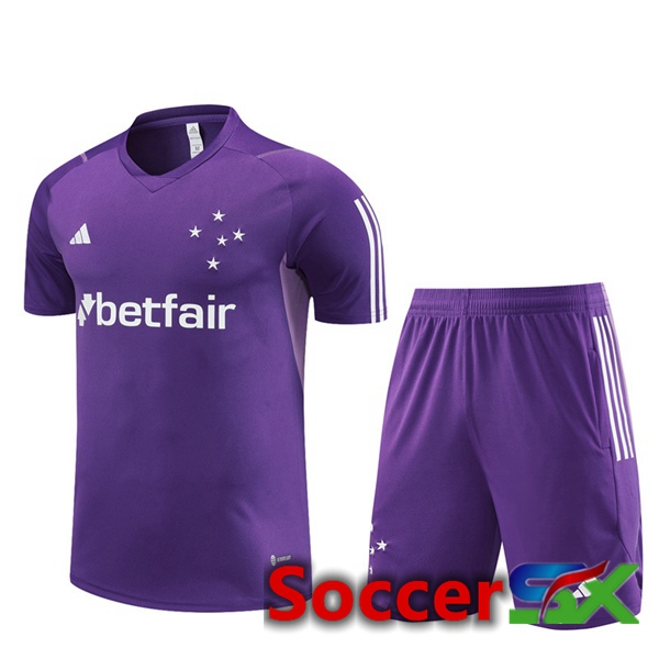 Cruzeiro EC Training T Shirt + Shorts Purple 2023/2024