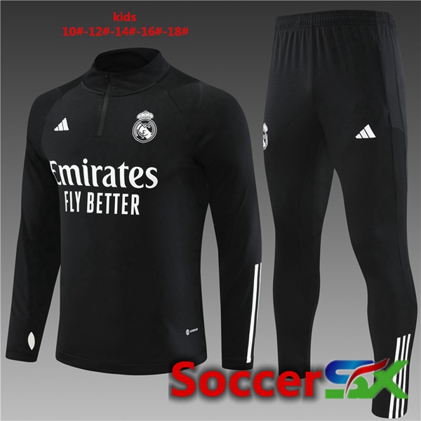 Real Madrid Kids Training Tracksuit Suit Black 2023/2024
