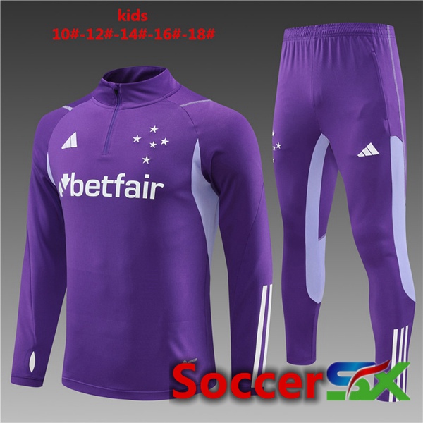 Cruzeiro EC Kids Training Tracksuit Suit Purple 2023/2024