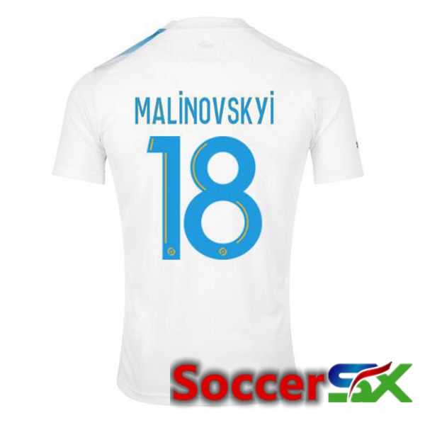 Marseille OM (MALINOVSKYI 18) Soccer Jersey 30th Anniversary Edition White Blue 2022/2023