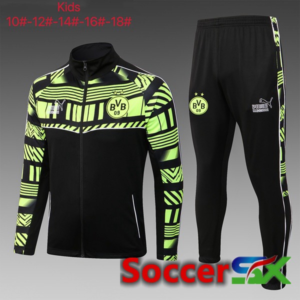 Dortmund BVB Kids Training Jacket Suit Black Green 2023/2024