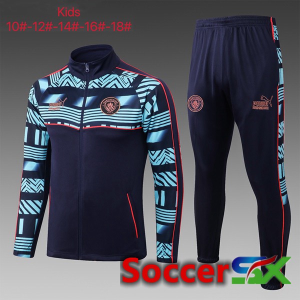 Manchester City Kids Training Jacket Suit Black Blue 2023/2024