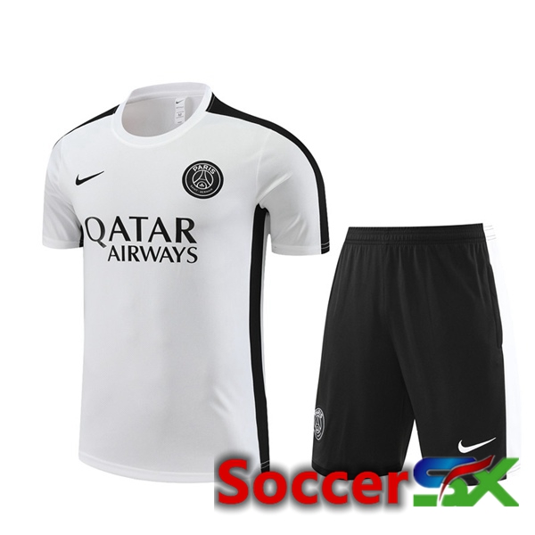 Paris PSG Training T Shirt + Shorts White 2023/2024