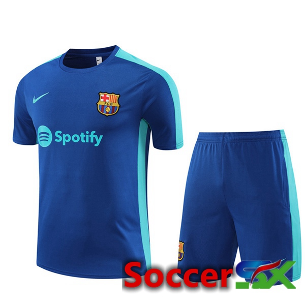 FC Barcelona Training T Shirt + Shorts Blue 2023/2024