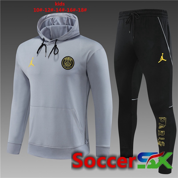 JORDAN Paris PSG Kids Training Tracksuit Hoodie Grey 2023/2024