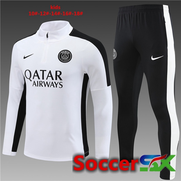 Paris PSG Kids Training Tracksuit Suit White 2023/2024
