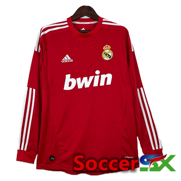 Real Madrid Retro Soccer Jersey Third Long Sleeve Red 2011-2012