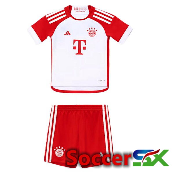 Bayern Munich Kids Soccer Jersey Home White Red 2023/2024