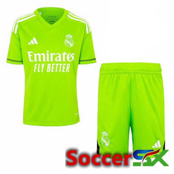 Real Madrid Kids Goalkeeper Soccer Jersey Green 2023/2024