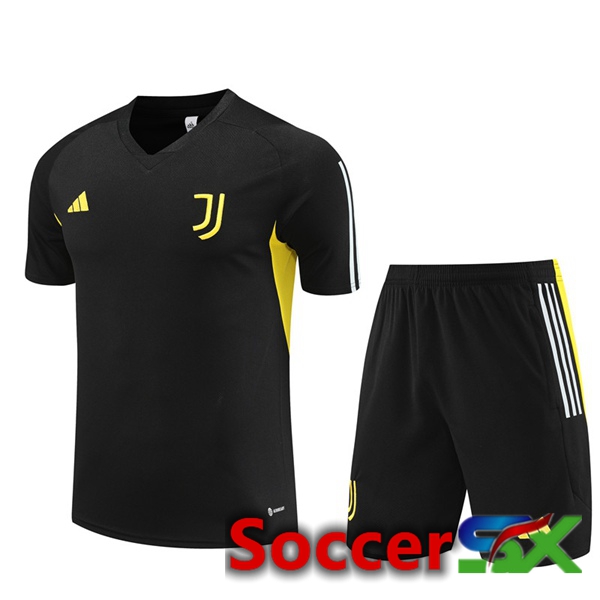 Juventus Training T Shirt + Shorts Black 2023/2024