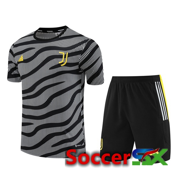 Juventus Training T Shirt + Shorts Black White 2023/2024