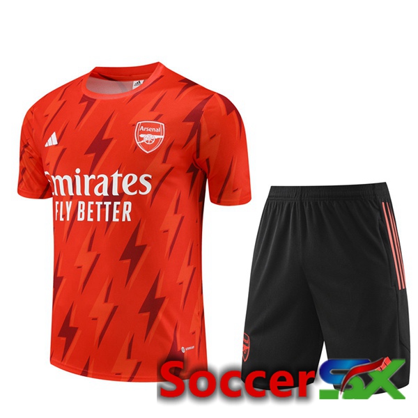 Arsenal Training T Shirt + Shorts Orange 2023/2024