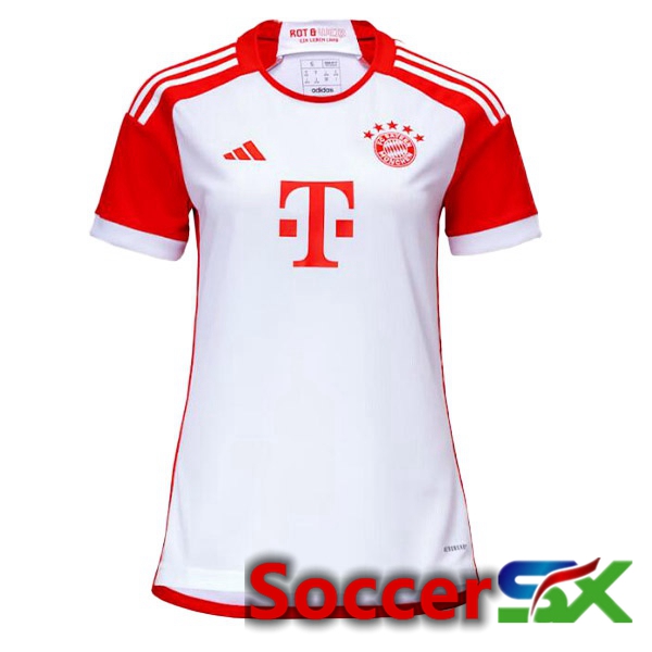Bayern Munich Womens Soccer Jersey Home White Red 2023/2024