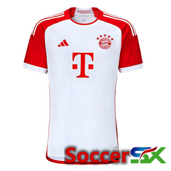 Bayern Munich Soccer Jersey Home White Red 2023/2024