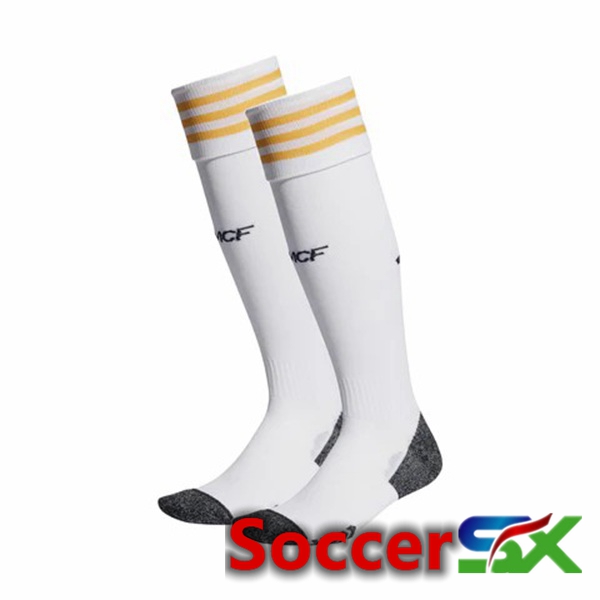 Real Madrid Soccer Socks Home White 2023/2024