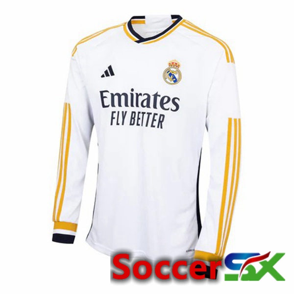 Real Madrid Soccer Jersey Home Long Sleeve White 2023/2024