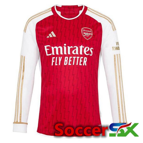 Arsenal Soccer Jersey Home Long Sleeve Red White 2023/2024