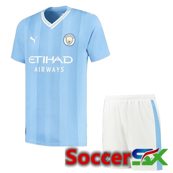 Manchester City Kids Soccer Jersey Home Blue 2023/2024