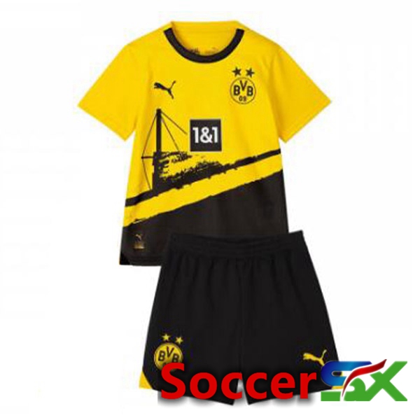 Dortmund BVB Kids Soccer Jersey Home Yellow Black 2023/2024