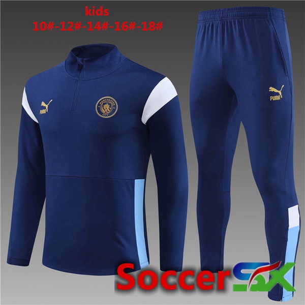 Manchester City Kids Training Tracksuit Suit Royal Bluee 2023/2024