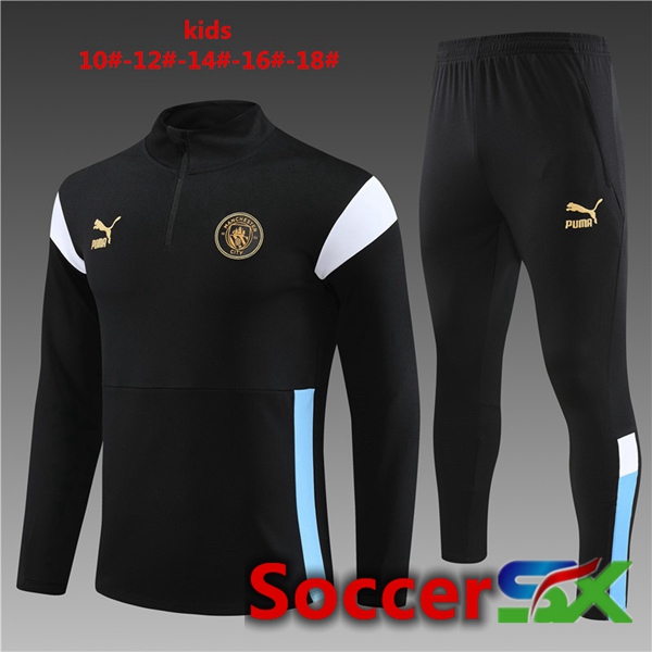 Manchester City Kids Training Tracksuit Suit Black 2023/2024
