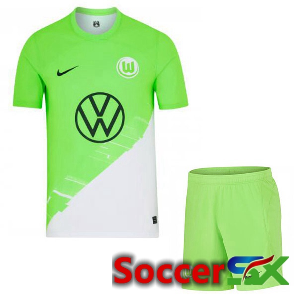 Vfl Wolfsburg Kids Soccer Jersey Home Green 2023/2024