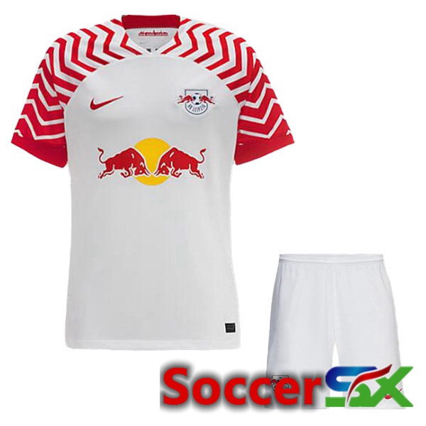 RB Leipzig Kids Soccer Jersey Home White 2023/2024