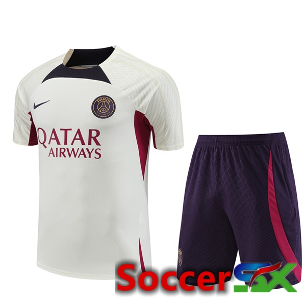 Paris PSG Training T Shirt + Shorts White 2023/2024