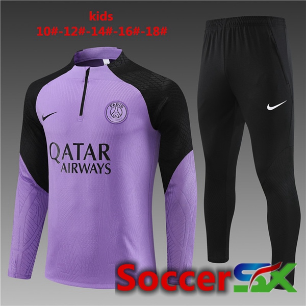 Paris PSG Kids Training Tracksuit Suit Purple 2023/2024