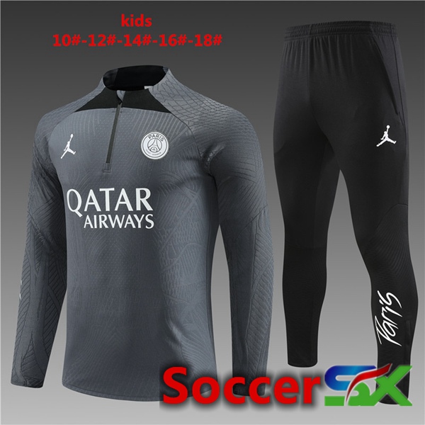 JORDAN Paris PSG Kids Training Tracksuit Suit Grey 2023/2024