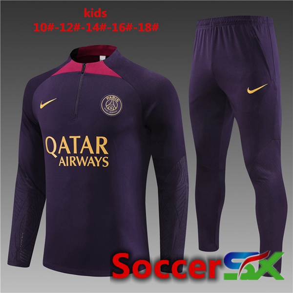 Paris PSG Kids Training Tracksuit Suit Purple 2023/2024