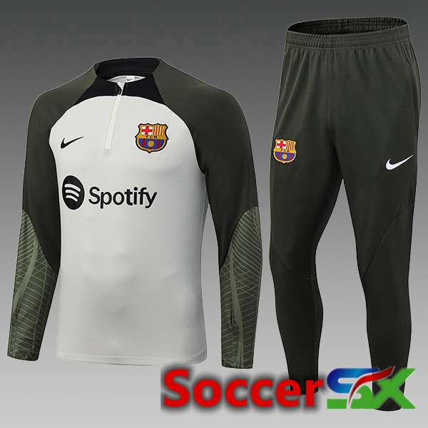 FC Barcelona Kids Training Tracksuit Suit Grey Green 2023/2024